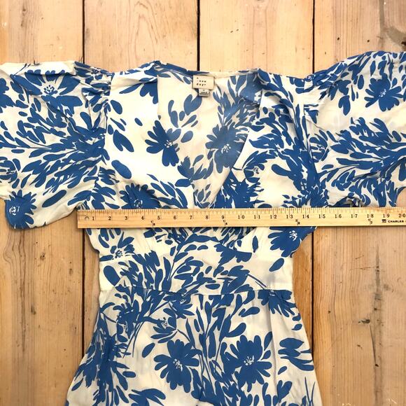 A New Day NWOT Women's Short Sleeve Maxi Sundress Blue White Floral 2 - Picture 9 of 14